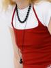 Love Me Monster Two Ball Onyx Long Strap Necklace (L261Mnk180)