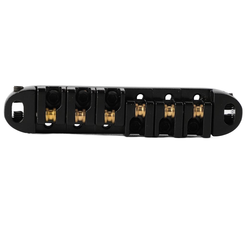 Guitar Roller Saddle Bridge Aluminium Alloy Black Tune Tailpiece Bridge Replacement with Threaded Post for 6 String