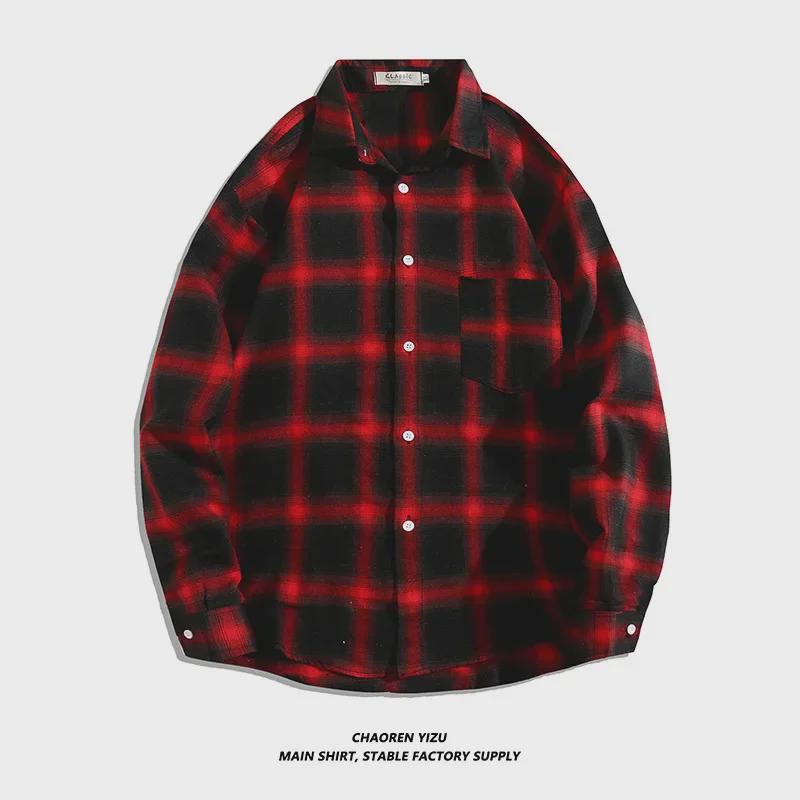 Camicia a quadri a maniche lunghe da uomo: Giacca Stile Coreano Primavera/Autunno 2021 - Trendy e Bello