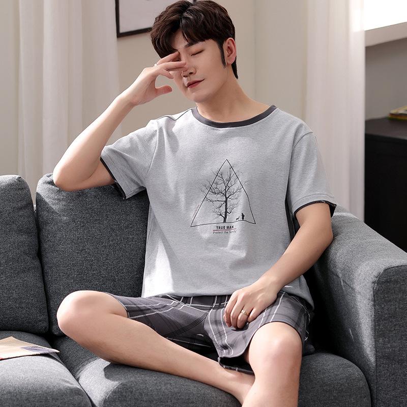 Summer Men's Pajamas Knit Pajamas Set Pajamas Big Boys Pajamas Family Clothing