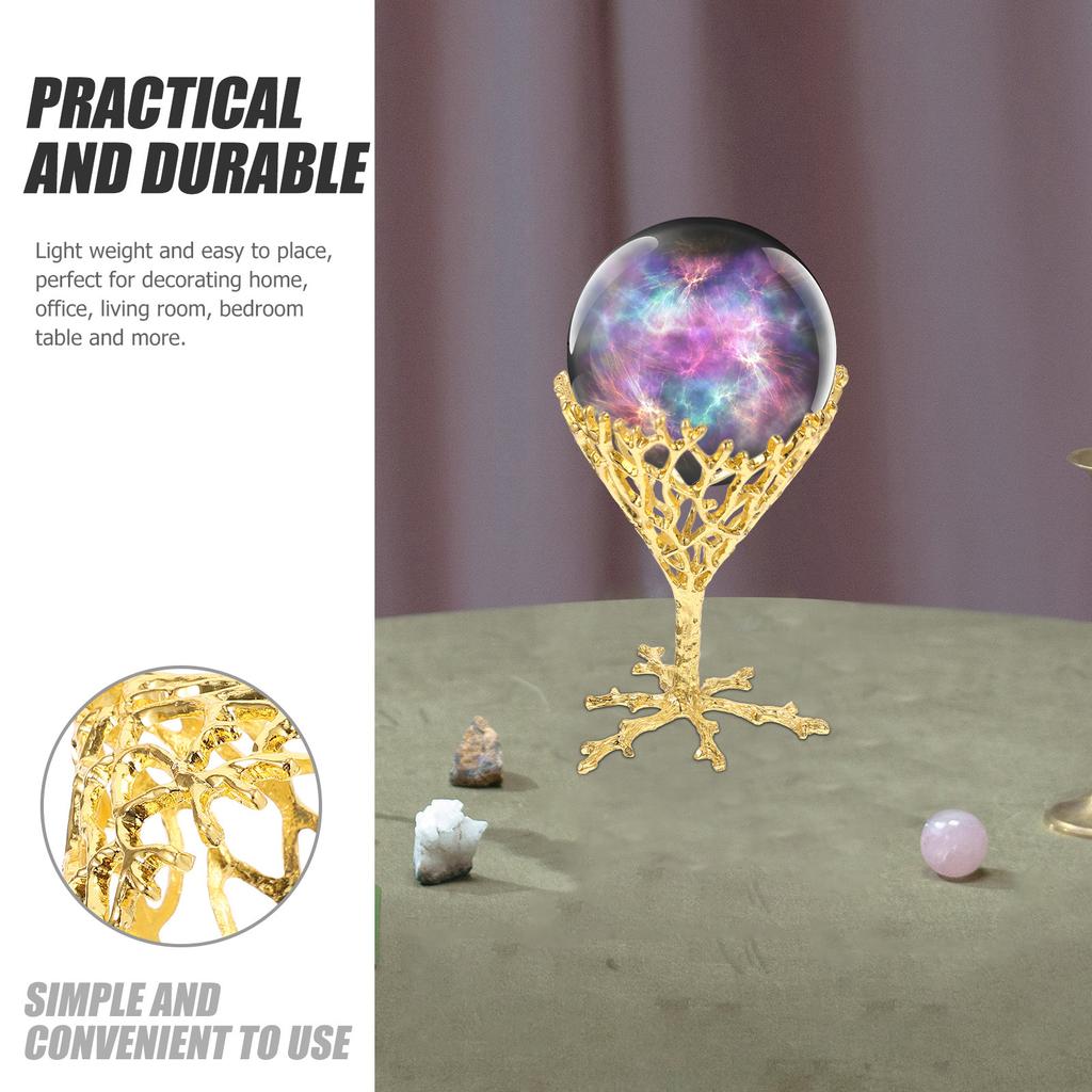 Hollow Crystal Ball Stand Alloy Metal Desktop Display Base for Sphere Decorative Centerpiece Home Office Living Room Bedroom