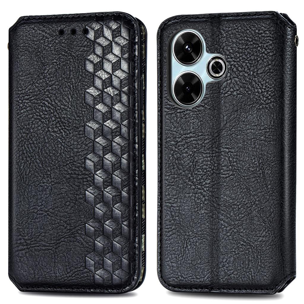 For Xiaomi Redmi 13 5G/13 4G PU Leather Case Rhombus Imprint Wallet Stand Phone Cover
