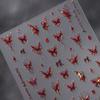 Red Butterfly Nail Stickers Flash Design Decals Self Adhesive Stereoscopic Nail Charm Decoration Accessories