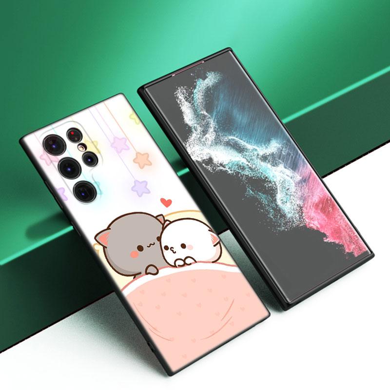 Lustige Cartoon Katze Schwarze Silikon Handyhülle Für Samsung Galaxy S23 S21 S20 FE S24 S22 Ultra S10E S10 S9 S8 Plus
