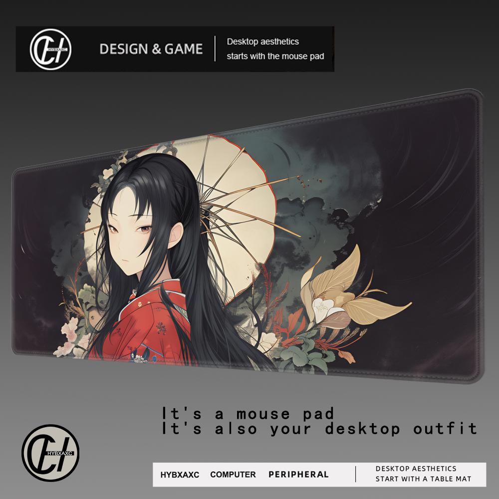 HYBXAXC Kawaii Anime Girl HD Desk Mat Xcm Gamer Mouse Pad Japanese Oni Mask Suture Edge Mice Mat Company Table Pad For Gift