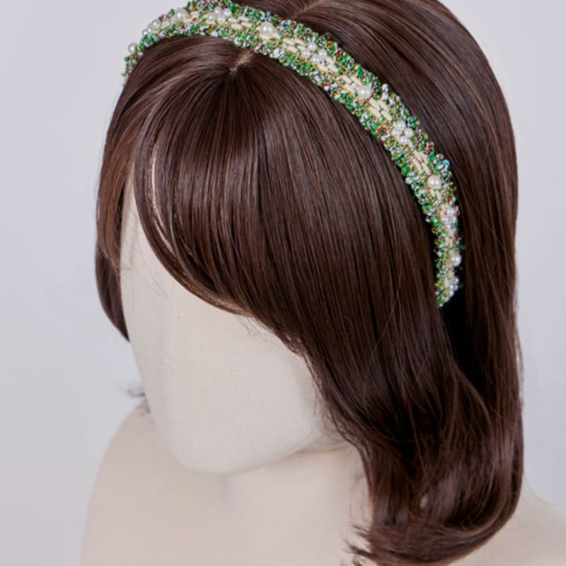 MAIA Tweed Perlen Stirnband P - Grün