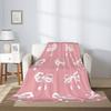 Pink Bow Fuzzy Blanket Cute Bowknot Throw Blanket Bowtie Cozy Flannel Blanket for Valentine's Day Home Bed Sofa Couch Chair