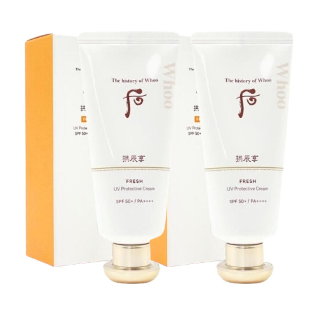 The history of whoo Gongjinhyang Fresh UV Protective Cream SPF50+ PA++++ 60ml | Korean Herbal Lightweight Daily Sunscreen