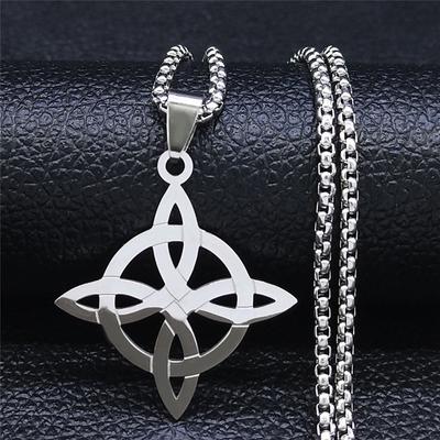 Stainless Steel Celtic Knot Witch Necklace for Men Women Wicca Jewelry Witchcraft Nudo De Bruja N4273