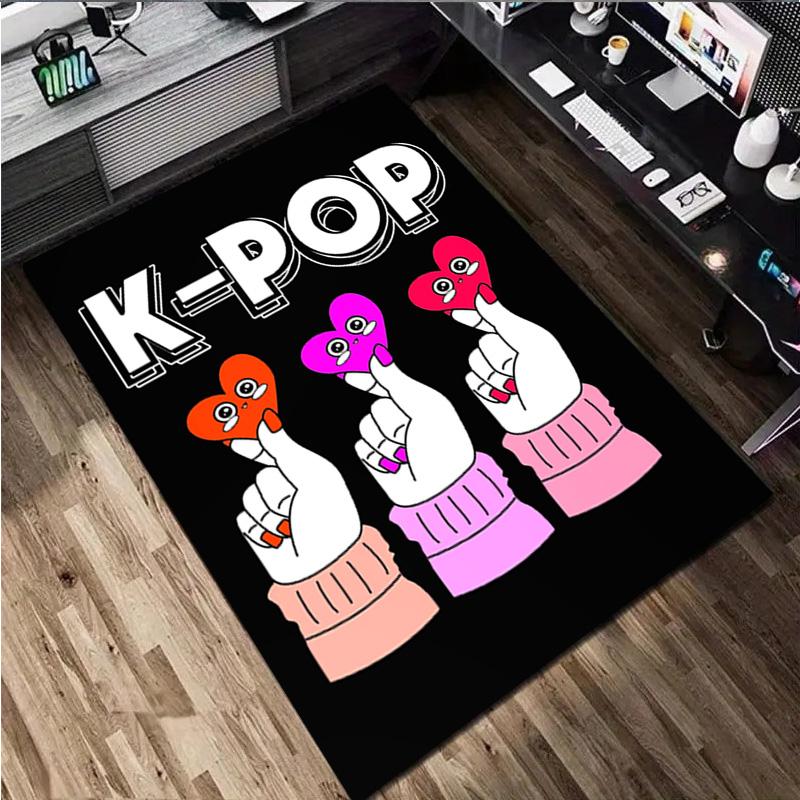 1Pc K Pop Print Rug - Home Decoration Carpet For Living Room Bedroom Flooring Computer Chair Area Rug