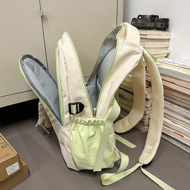 Color Block Women's Backpack Student's Large Capacity Schoolbag Travel Backpack