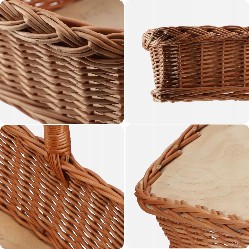 KADAX Weidenkorb Einkaufskorb Picknick Obst Tablett Rechteckig Weide 52cm
