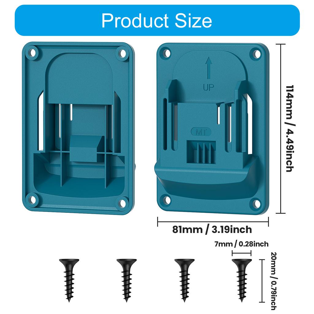 Wall Mounted Drill Holder Set Of 5 For 18V Cordless Tools Heavy Duty ABS Bracket With Secure Storage Space Saving Design