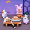 Adorable Diy Resin Rabbit Eat Mooncake Micro Landscape Decor For Mid-autumn Festival Celebration