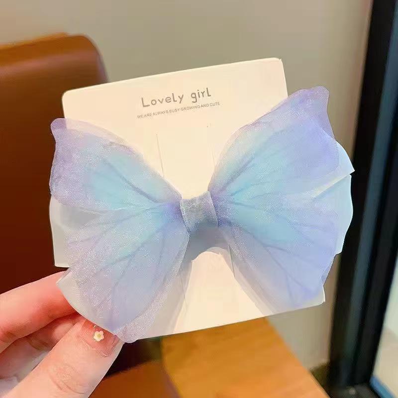 Gradient Silk Yarn Bow Butterfly Hairpin for Kids – Fairytale Style