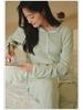 Women's High-End Modal Pajama Set: Long-Sleeved Top, Trousers, Chest Pads - Ideal for Autumn and Winter