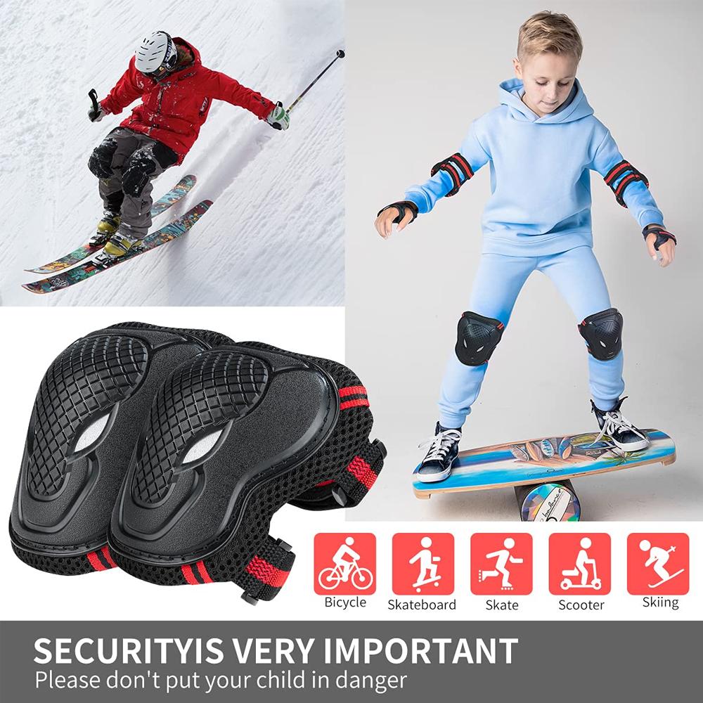 6Pcs Knee & Elbow Pads Set With Wrist Guards - Multi-Sport Protective Gear Fit For Kids/Adults - Cycling, Skating, Riding Safety