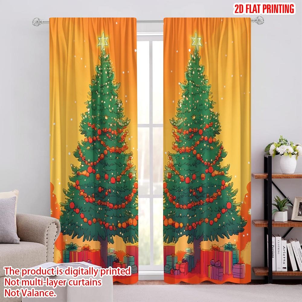 

2pcs,2D plane printing Light Filtering Curtains Christmas Tree Presents (3) Durable 100% Polyester Fabric (without rod) Art Deco 52.50 × 116.00 cm 2 pcs