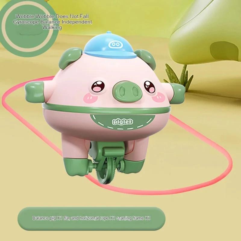 Acrobatics Balance Cute Pig Novelty Tightrope Walking Tumbler Piglet Unicycle Fingertip Gyroscope Balance Toy For Kids