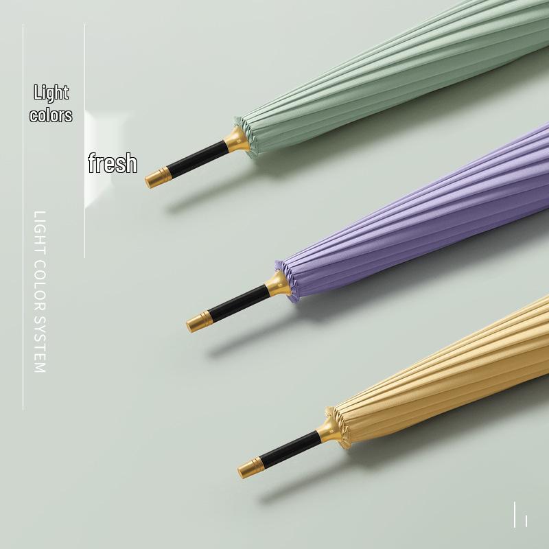 16-Rib Long-Handle Japanese Style Curved Parasol - Customizable Advertising Umbrella