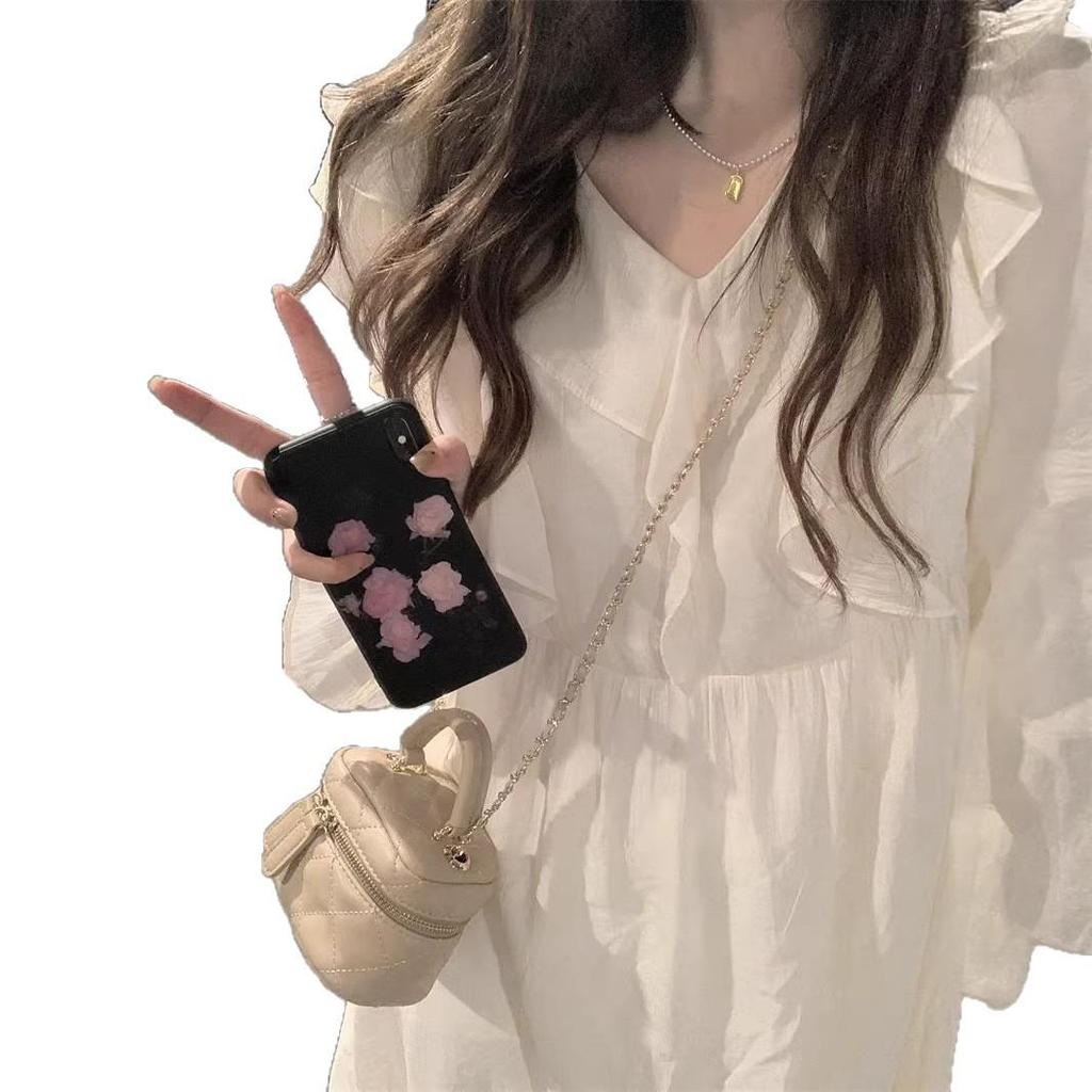 2026 Spring French-Inspired Ruffled Long Sleeve Dress: Chic & Elegant