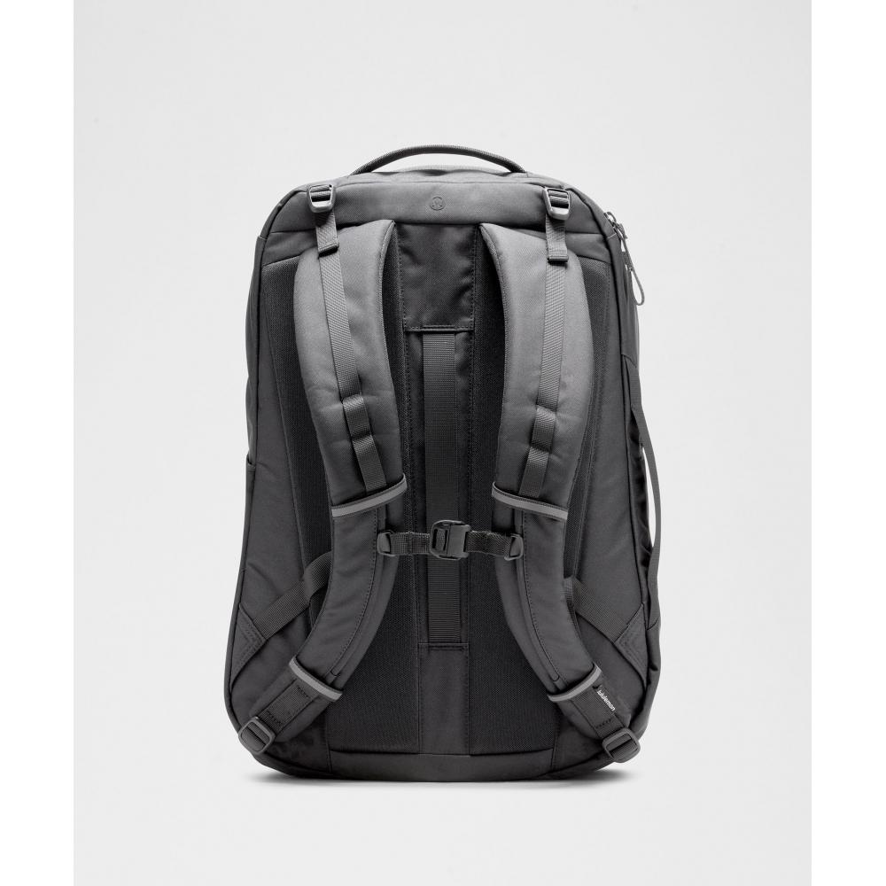 Lululemon Triple Zip Backpack 28l  Tech Canvas Black Graphite Grey