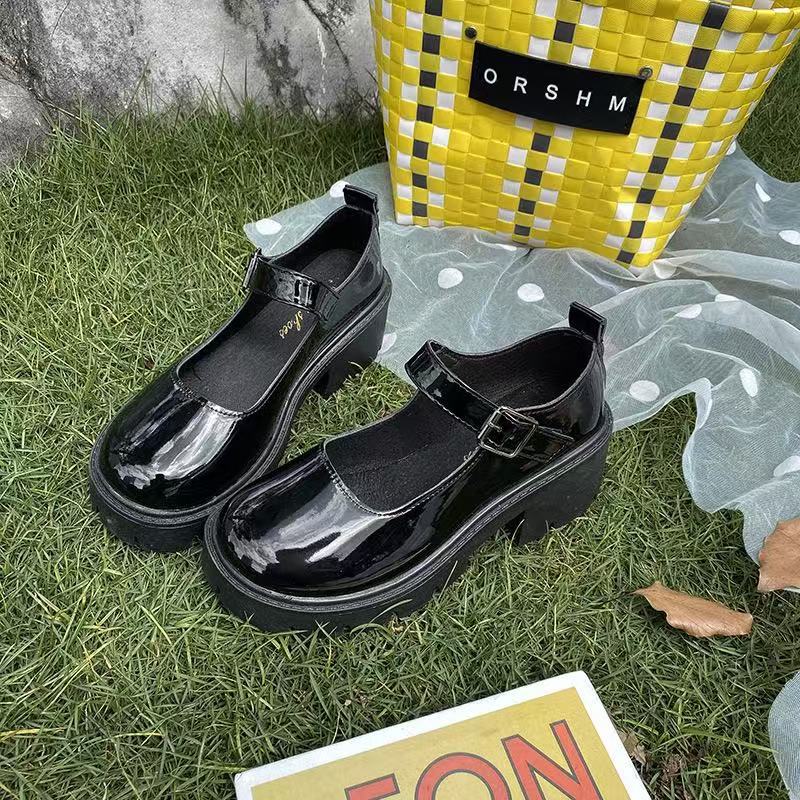 Summer Japanese Spring and Summer Jk Uniform Shoes Heightened Platform Student Mary Jane High Heel Retro Single Shoes British