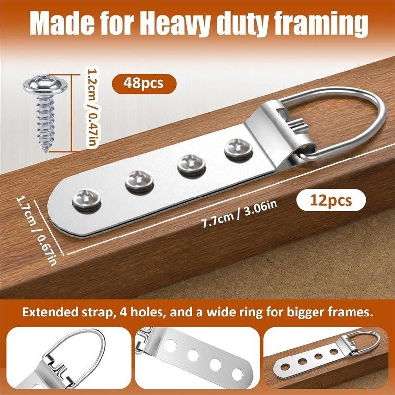 AT19-For Heavy Duty For Frames Picture Hanging Hooksd Hooks- 50Pcs D Ring Hangers For Mirrors, Canvas Art,Wall Mount