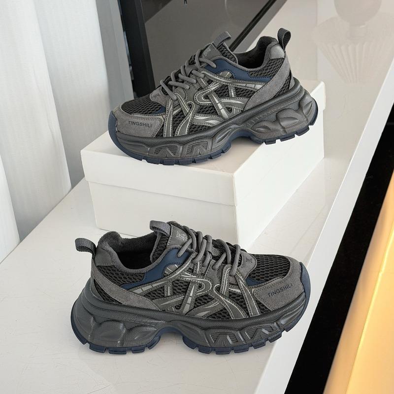 Leather small thick-soled heightening velvet dad shoes women's new versatile, lightweight and breathable casual sports shoes