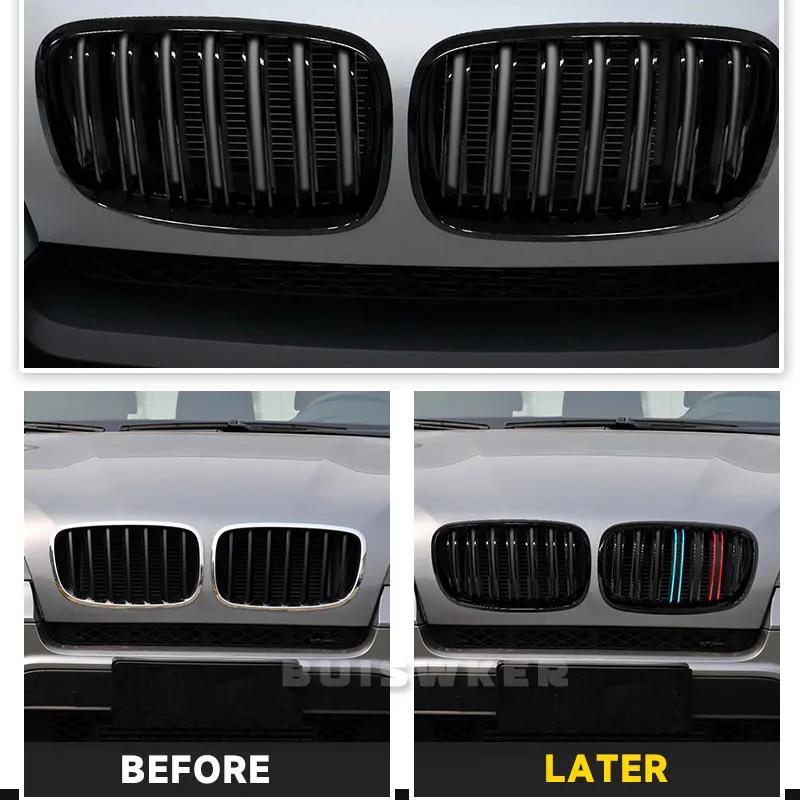 1 Pair Front Grilles For BMW X5/X6 E70 E71 2008-2013 Gloss Matte Black Kidney Grill Carbon Fiber Replacement Front Bumper Grilles