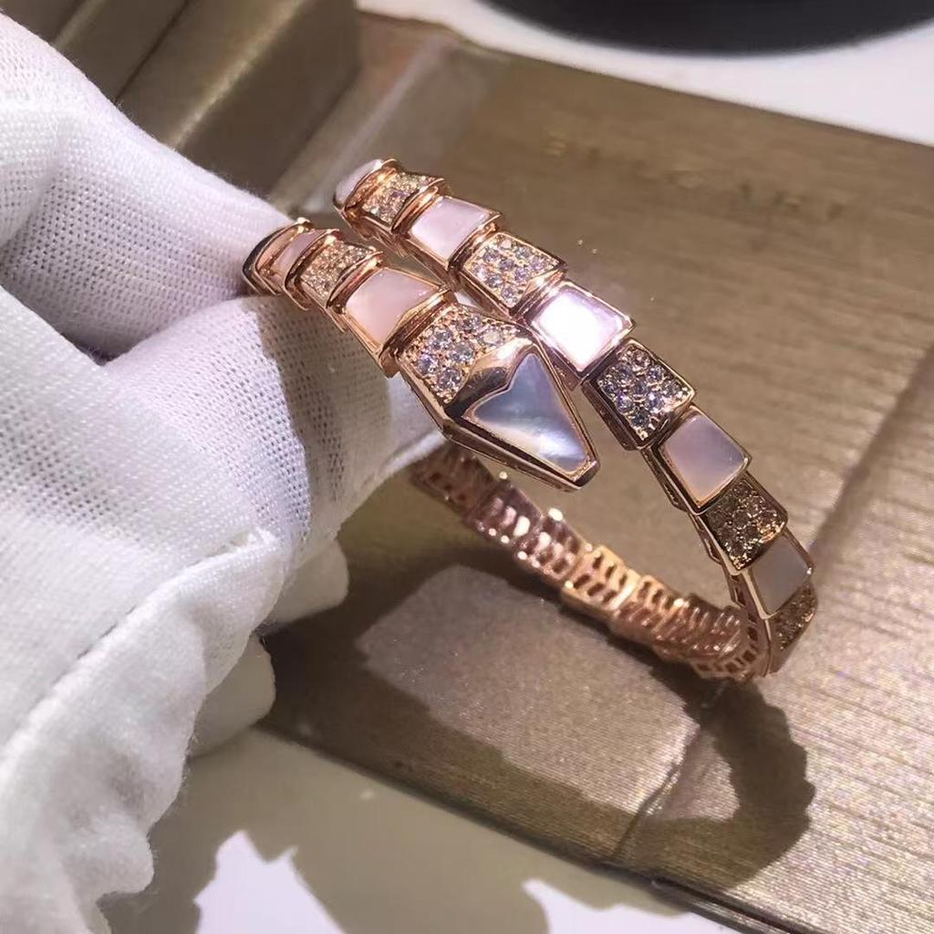 925 Silber CNC Voll Diamant Geister Schlange Armband Leichter Luxus Stil Chalcedon Fritillary Feder Lebender Mund Armband