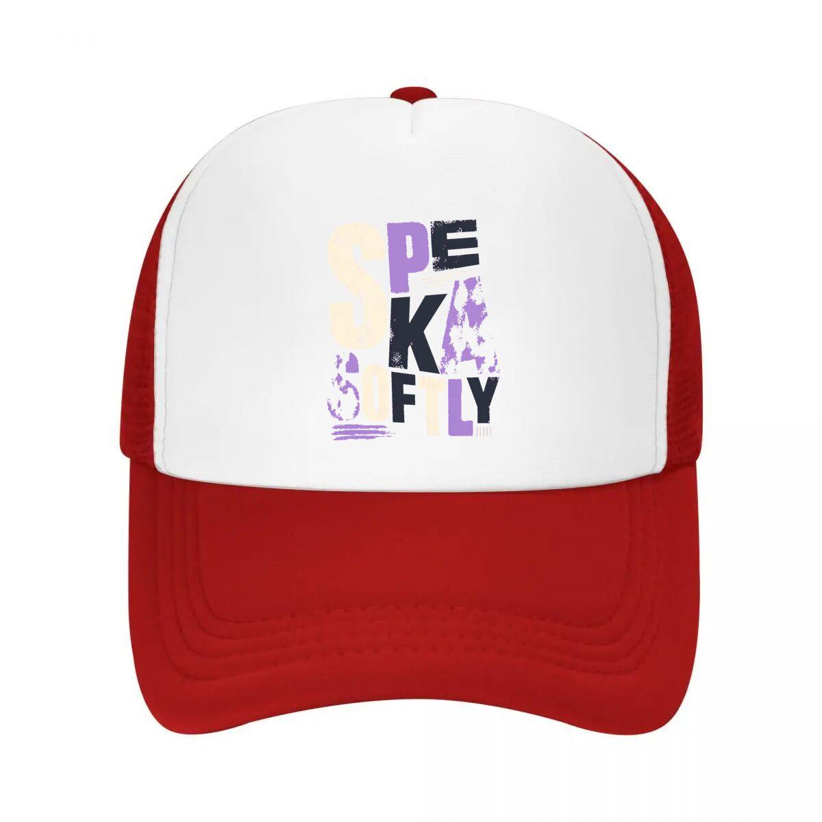 Speak Softly Bold Quote Typography Mesh Baseball Cap Casual Hat Outdoor For Womens Unisex FeUnisex One Size