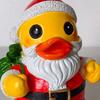 Christmas Santa Claus Duck Figurine Cartoon Santa Duck Resin Statue Sculpture Xmas Holiday Party Desktop Decoration