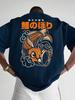 2025 Summer Men Casual Short Sleeve T-Shirt Japanese Koi Fish Cloud Print Navy Blue with Orange Artwork Men Clothing