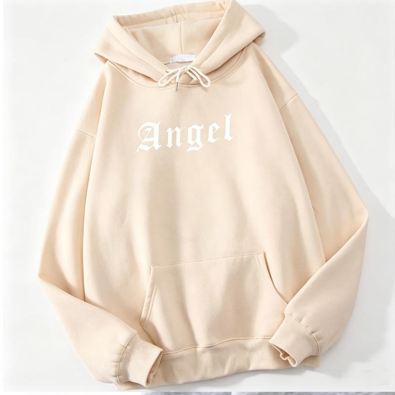 Felpe con cappuccio Angel Creativity Letter Printing Uomo Divertente Felpa alla moda Novità Spalla Drop Abbigliamento Felpa con cappuccio Harajuku da uomo