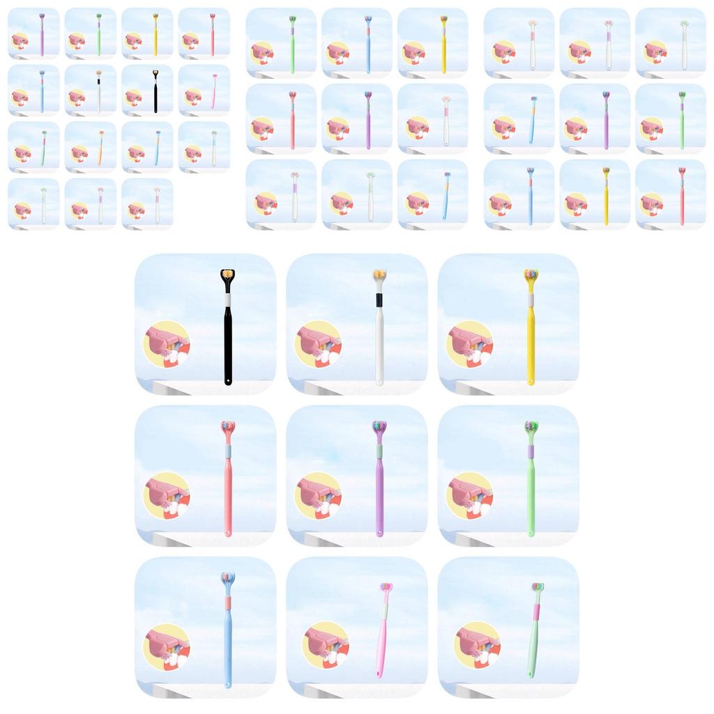 Jemný třístranný zubní kartáček s měkkými štětinami pro dospělé v živých makronkových barvách