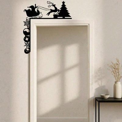 Iron Christmas Sleigh Wall Decals for Doors Mirrors Holiday Home Decor Winter Art