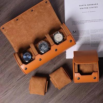 Estuche de viaje con rollo de reloj, organizador de caja de reloj para hombre con 1/2/3 ranuras, expositor de relojes, estuche portátil de cuero sintético.
