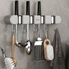 QX2E Mop and Broom Holder with 5 Hooks Wall Mount Broom Grippers Holds Adhesive No Drilling Broom and Dustpan Hanger
