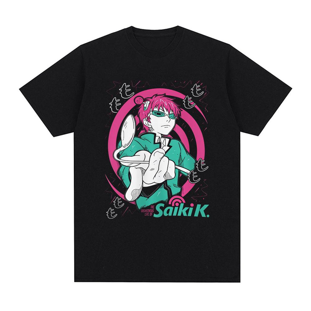 Anime The Disastrous Life of Saiki K T-shirts Saiki Kusuo Manga Harajuku Hip Hop Casual Cotton Short Sleeves Tee Shirt Oversized