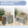 Cat Litter Box, Sliding Drawer, Lid, 2 Adjustable Doors, Detachable Scoop, 48 x 38 x 38.5 cm, Grey