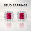 WNFU Women's Stud Earrings, Red Colored Gemstone, Gold-Plated Copper