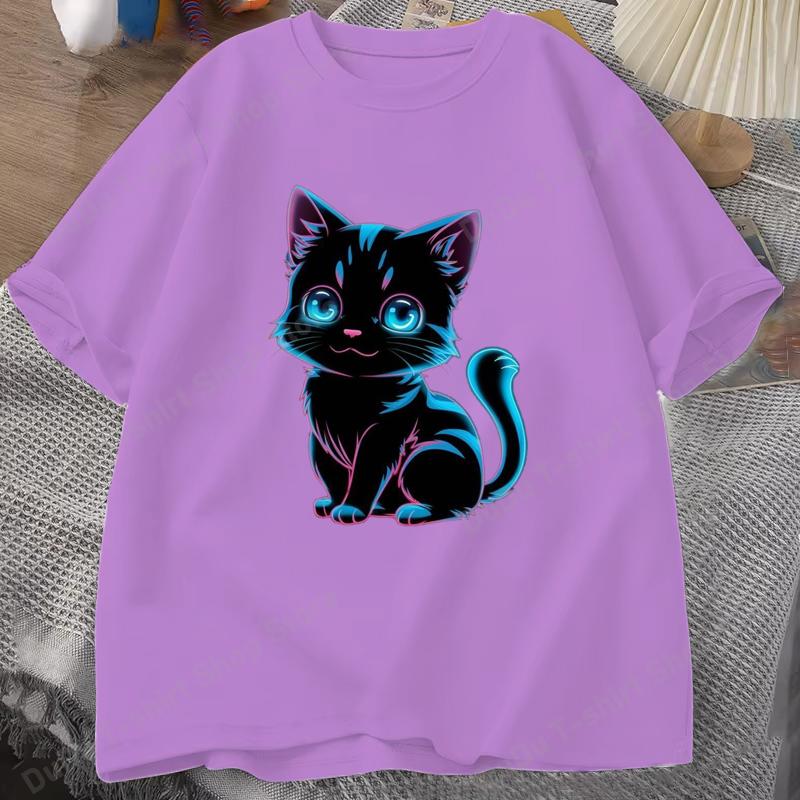 Hot Cat T Shirt UnisexWomens Funny Printing Tshirt Casual Cool Streetwear Fashion T Shirt Cat Lover Cartoon Shirt Tops