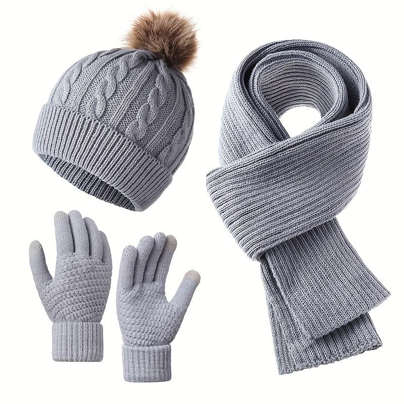 Warm Winter 3pcs Set - Hat, Scarf & Gloves. Soft & Comfortable. Perfect for Commuting, Shopping & Outdoor Activities.