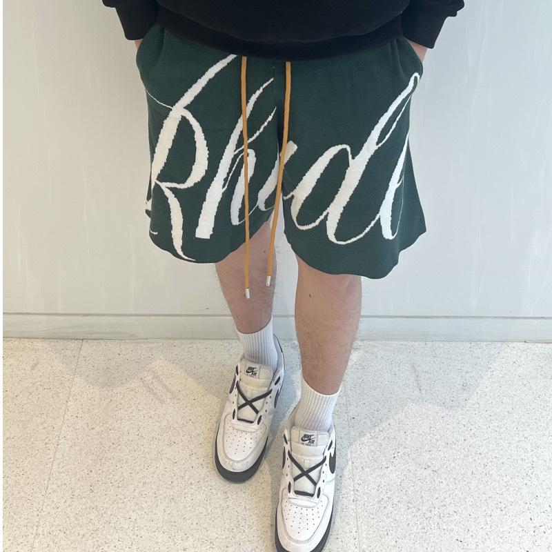 Brand di tendenza RHUDE logo a lettere maglia jacquard lana pantaloncini casual da uomo e donna pantaloni a cinque punti high street