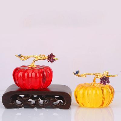 Gift Exquisite Crystal Pumpkin Figurine Sparkly Creative Pumpkin Statue Creativity Luxury Glass Pumpkin Collectibles Kitchen