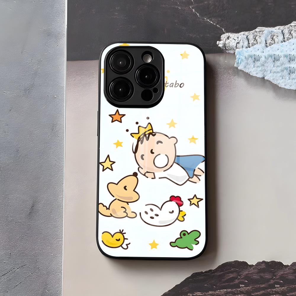 M-MINNA NO T-TABO Phone Case For IPhone 17 Air 16 E Pro Max 15 14 13 Mini 12 Pro 11 Max Plus Black Glass Cover