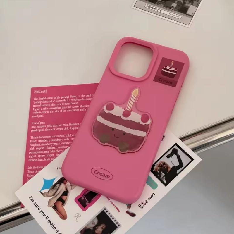 Candela per torta di compleanno al lampone Dessert Custodia per telefono Per iPhone 16 15 14 13 12 11 Pro Max Custodia Carina Lusso Cartone Animato Cover antiurto