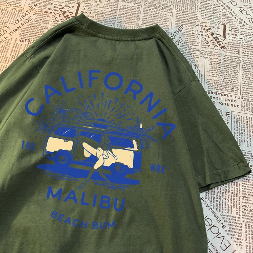 California Malibu Beach Bum T Shirts Men Women Summer New Streetwear Couple Tee Clothes T Shirt Pattern Loose T-Shirts Couple
