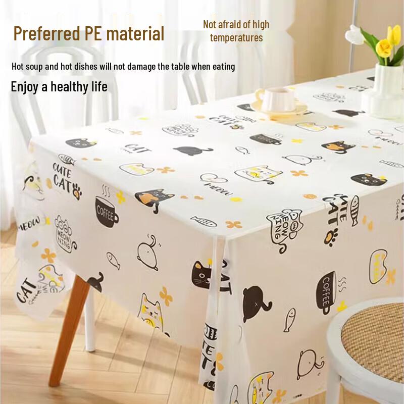 Cartoon Cat Disposable Tablecloth Set